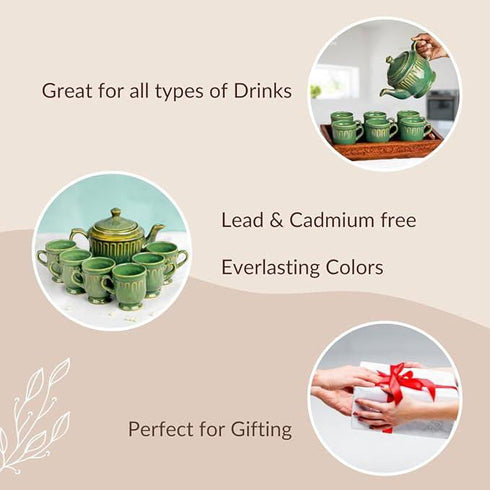 Ceramic Green Studio Pottery Tea Set - The Earth Store - Tea Sets